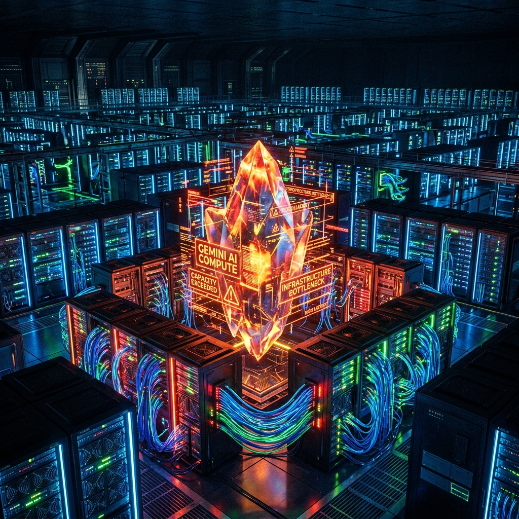 Futuristic data center representing compute infrastructure bottleneck