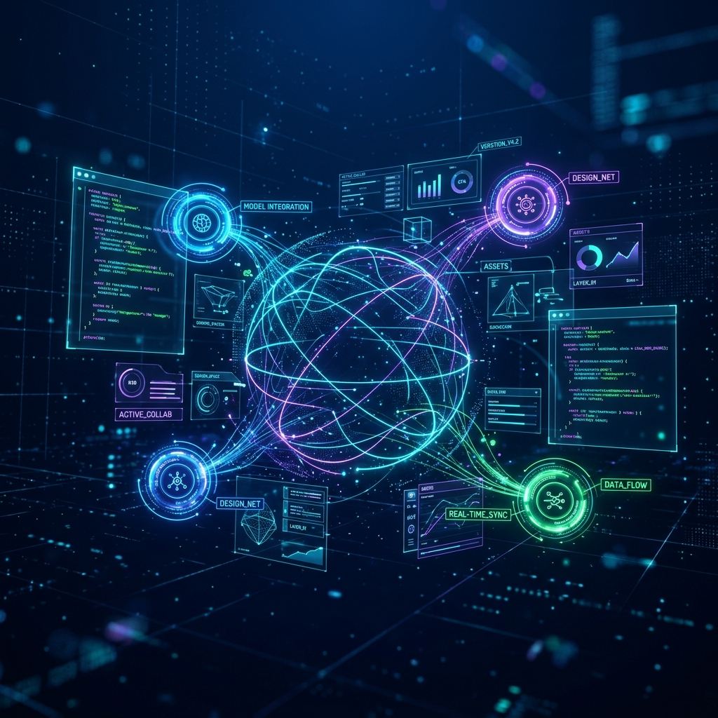 Futuristic neon UI design tools and digital coding elements representing Figma Config 2026